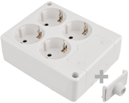 Multiple base with 4 2P+E outlets, 16A 250V~.