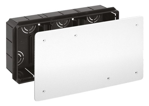 Embedded connection box. 300 x 160 mm. Cover with screws.