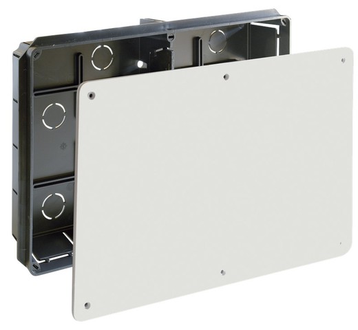 Embedded connection box. 300 x 200 mm. Cover with screws.