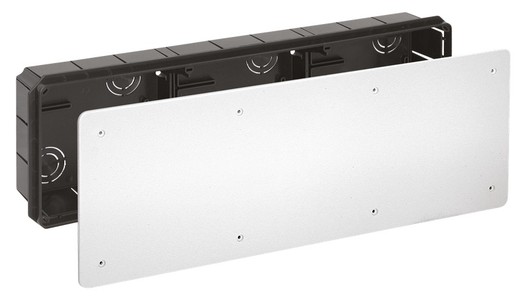 Embedded connection box. 500 x 160 mm. Cover with screws.