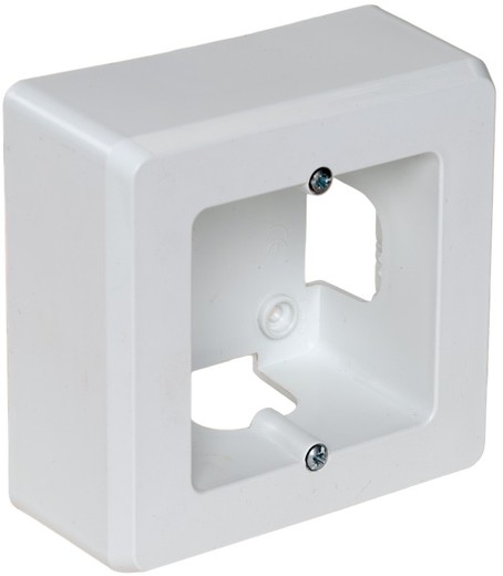 Aufputz-Mechanikbox für 1 Element, 94 x 96 x 43 mm. Weiße Farbe.
