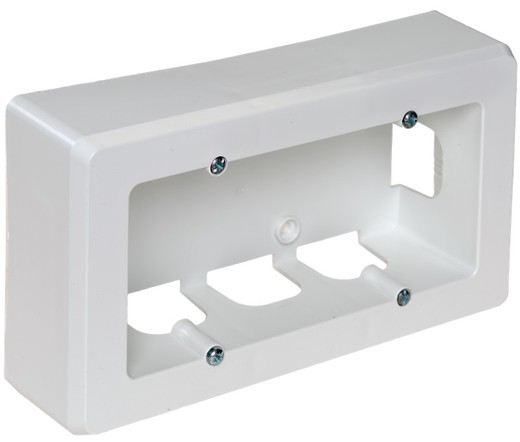 Surface mechanism box for 2 elements, 165 x 96 x 43 mm. White color.