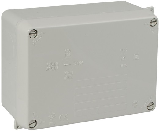 Caja estanca de conexión 153 x 110 x 65 mm sin conos. Color gris.