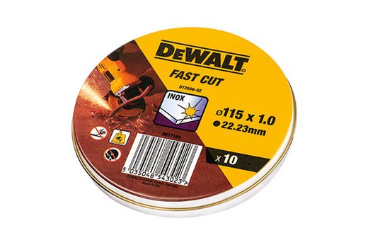 Blik met 10 schijven Hoogwaardig snijden voor roestvrij staal Dewalt DT3506-QZ