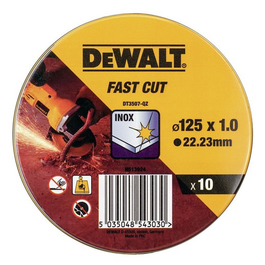 Blik met 10 schijven Hoogwaardig snijden voor roestvrij staal Dewalt DT3507-QZ