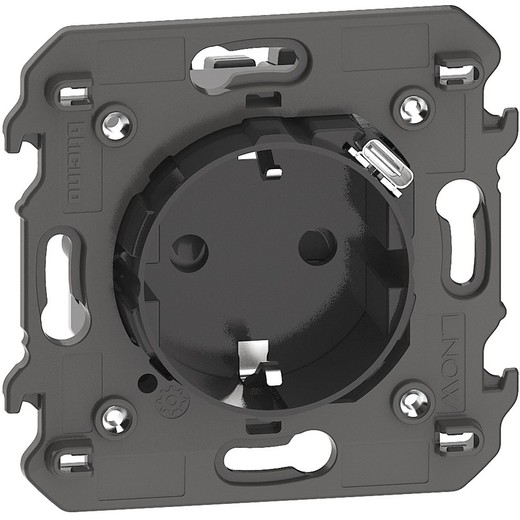 LN-Schuko-Mechanismus 2P+T+USBC 1,5A 2M DUNKEL KG4141USB