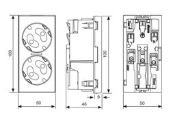 Base enchufe doble schuko corte 500 Cima led rojo  Simon 50010432-037