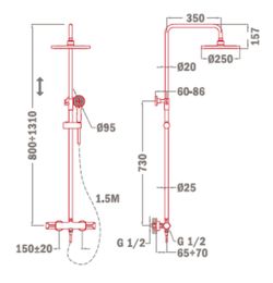 Sistema ducha Dual Control Inca  Teka 532780200