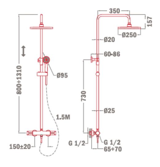 Sistema ducha Dual Control Inca  Teka 532780200