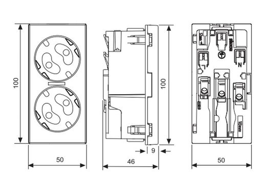 Doppelsteckdose Schuko Cut 500 Cima LED Graphit Simon 50010432-038