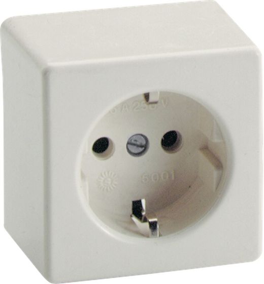 Base fixa 2P+E, 16A 250V~. Cor branca.