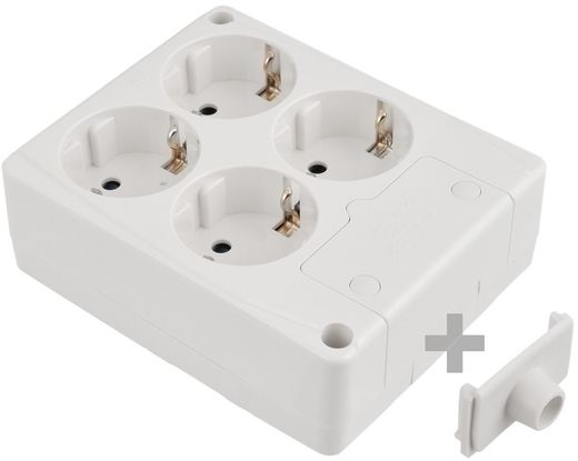 Base múltipla com 4 tomadas 2P+E, 16A 250V~.