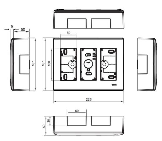 Surface box 500 Cima 3 double modules white Simon 51000003-030