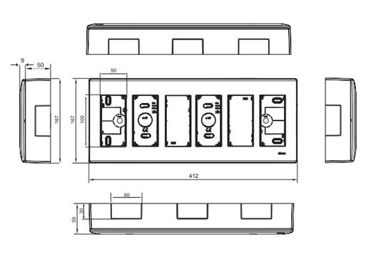 Surface box 500 Cima 6 double modules white Simon 51000006-030