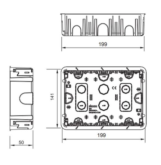 Scatola da incasso 500 Cima 3 moduli doppi Simon 52010103-039