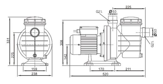 Self-priming electric pump for swimming pool 0.5CV LINCE-500 Cabel 423868