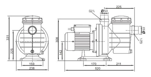 Zelfaanzuigende elektrische pomp voor zwembad 0.75CV LINCE-750 Cabel 423875
