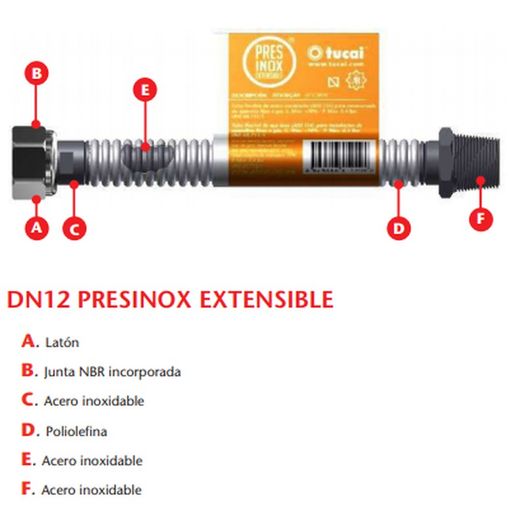 Flexo Presinox Tucai PR H-1/2 H-1/2 50 cm 4380