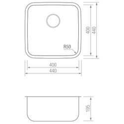 Sink Bowl CHEF 4040 ICOBEN 3001002