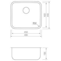 Undermount CHEF 4540 zlew komorowy z zaworem ICOBEN 3001003