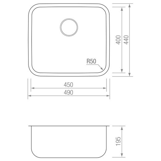 Undermount CHEF 4540 zlew komorowy z zaworem ICOBEN 3001003
