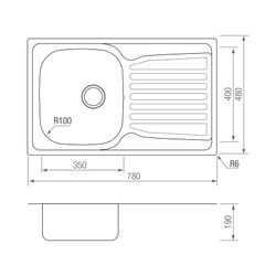 Vask HF 78 CE D (højre afløb) med ventil ICOBEN 3002602