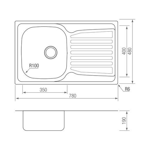 Vask HF 78 CE D (højre afløb) med ventil ICOBEN 3002602