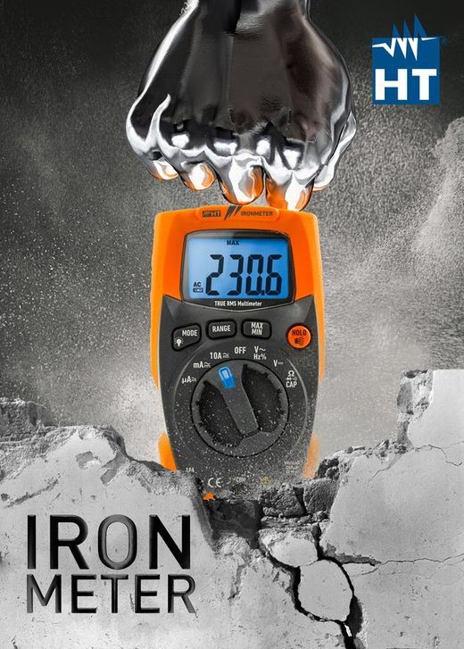 IRONMETER Ultraresistent TRMS CAT III multimeter med integrerad LED-ficklampa från HT-INSTRUMENTS