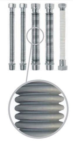 Sats 5 Isolerade förlängningsbara slangar av rostfritt stål för pannanslutning 200-400 mm Cabel 423974