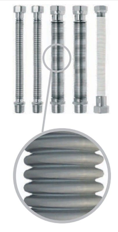 Sats 5 Isolerade förlängningsbara slangar av rostfritt stål för pannanslutning 200-400 mm Cabel 423974