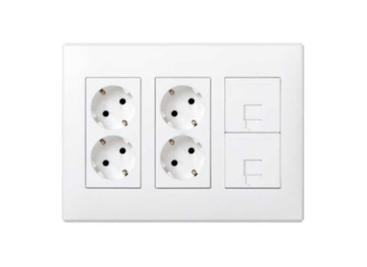 Cornice a filo 500 Cima con 3 moduli doppi bianco Simon 51010103-030