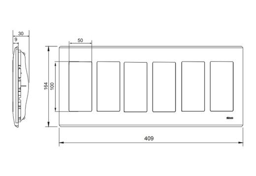 Cornice a filo 500 Cima con 6 moduli doppi bianco Simon 51010106-030