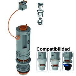 Kabeldriven universell spolmekanism - dubbel tryckknapp - för PRHIE lågtankar