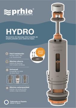 Kabeldriven universell spolmekanism - dubbel tryckknapp - för PRHIE lågtankar