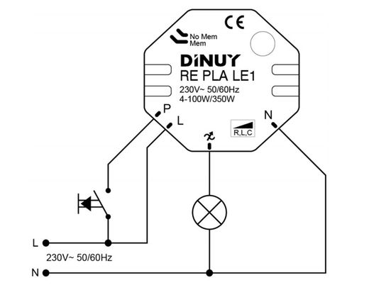 Dimmer LED Lampe DINUY 230V / 12V RE PLA LE1
