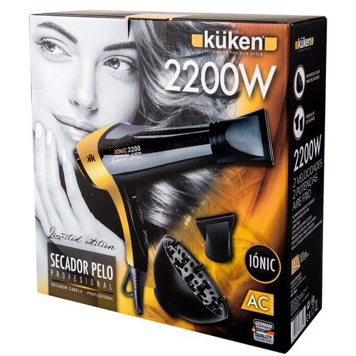 KÜKEN hair dryer 2200w ac black / gold 33842