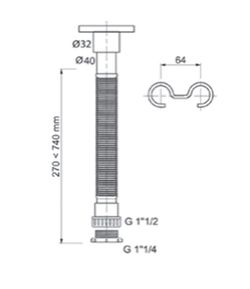 Ausziehbarer Siphon 1-1 / 4 "1-1 / 2" 32-40 mm Chromkabel 30719759