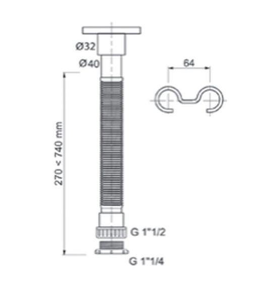 Ausziehbarer Siphon 1-1 / 4 "1-1 / 2" 32-40 mm Chromkabel 30719759