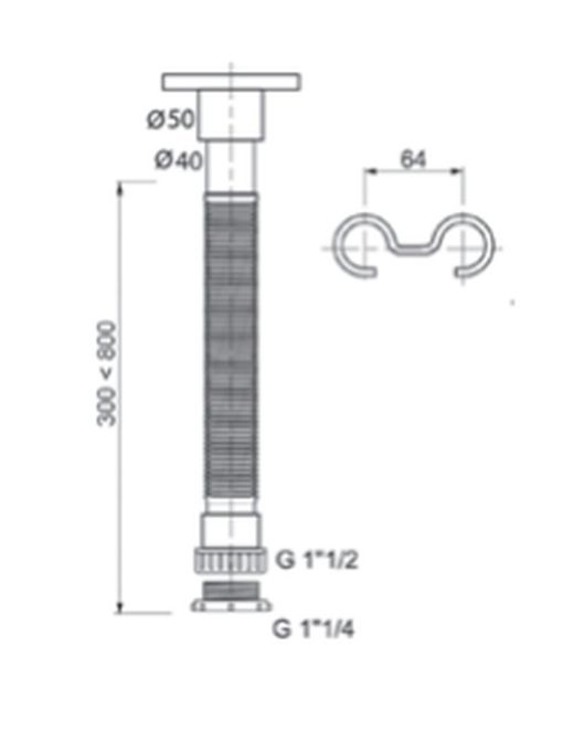 Utdragbar sifon 1-1 / 4 "1-1 / 2" 40-50mm krom KABEL 30719760