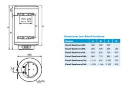 Termo Eléctrico Elacell Excellence 150l Reversible ES-150-5E  Junkers 7736503216